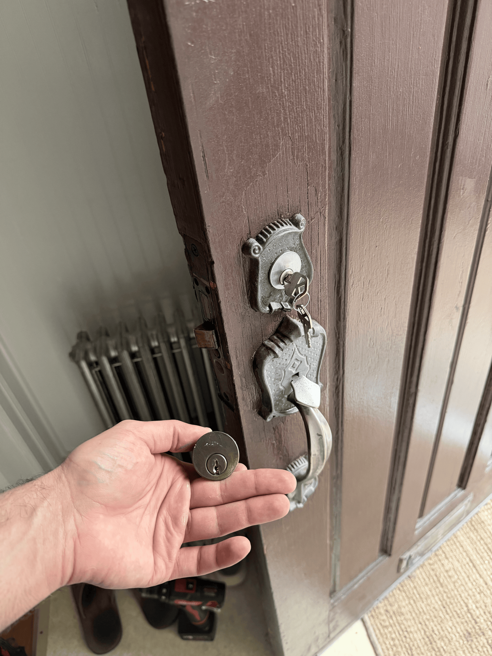 Emergency locksmith van responding at night